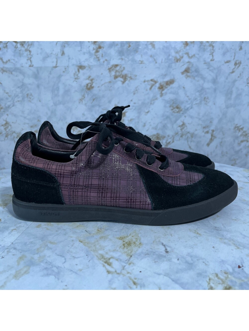 Bugatchi Men's Size 8 Shoes Purple Black Lace Up Low Top Comfort Casual Sneakers